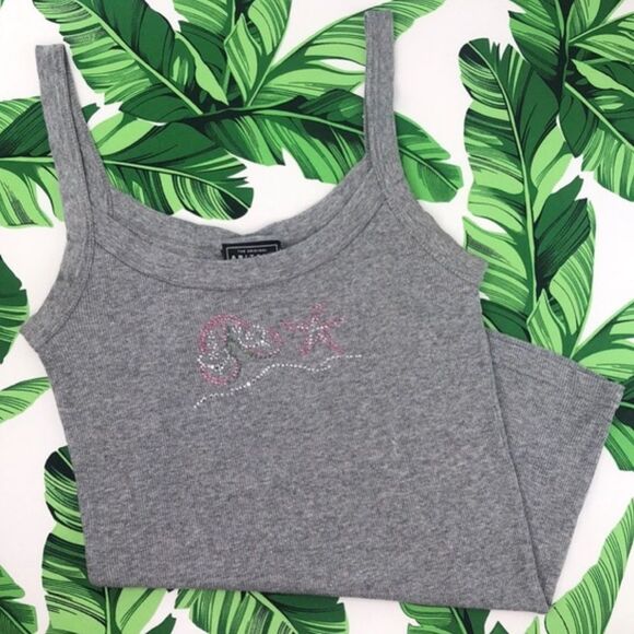 Arizona Flip Flop & Starfish Rhinestone Gray Tank Top - Picture 1 of 9
